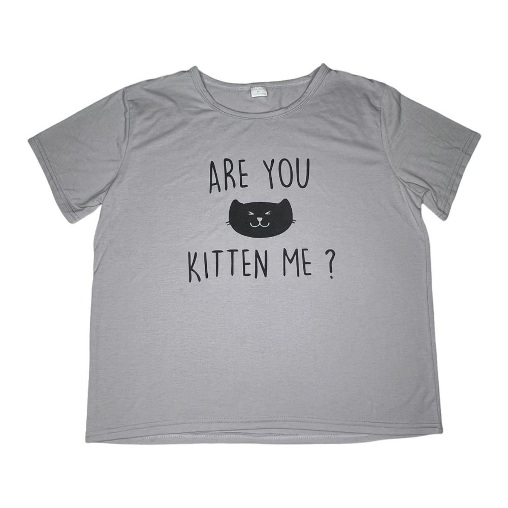 Women's Gray Are You Kitten Me? Tee Shirt Funny Cute Lightweight Size Medium